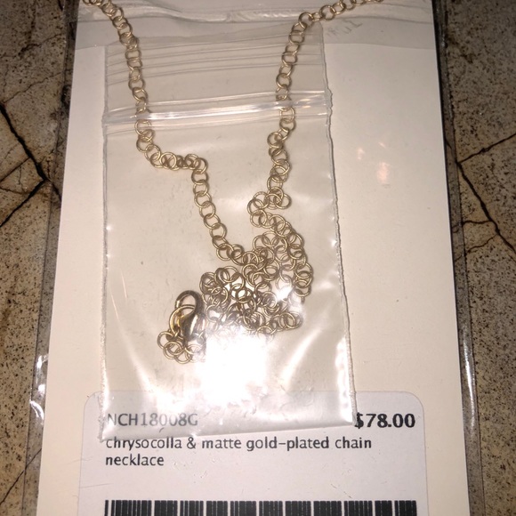 Gold-plated vibrant blue Chrysocolla necklace - Picture 3 of 4